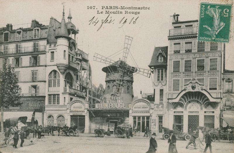 Cartolina del Moulin Rouge, Parigi, inviata nel 1913 da French Photographer
