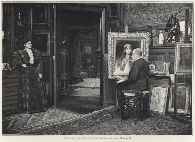 Rose Caron mentre il suo ritratto viene dipinto da Leon Bonnat da French Photographer