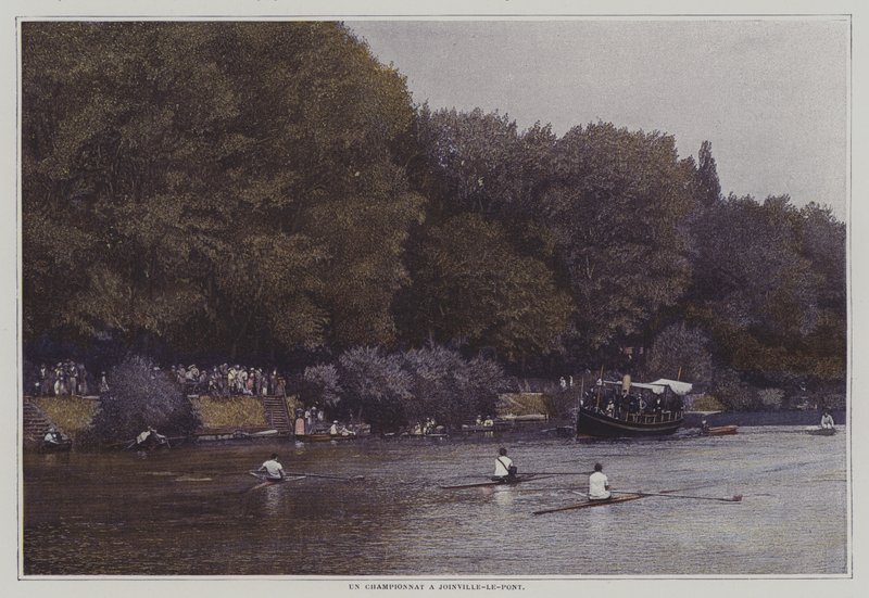 Campionato di canottaggio sul fiume Marna a Joinville-le-Pont, Francia da French Photographer
