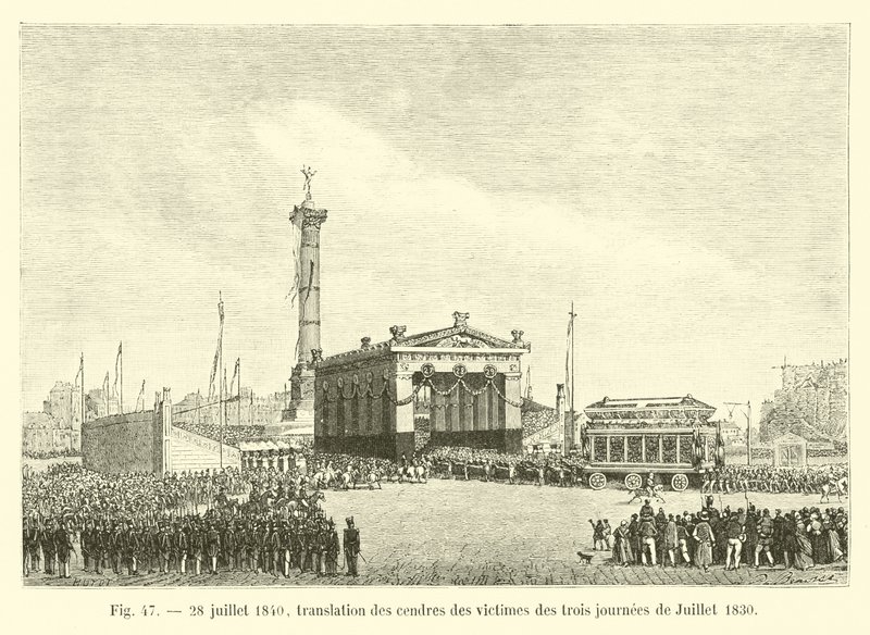 28 luglio 1840, traslazione delle ceneri delle vittime delle tre giornate di luglio 1830 da French School