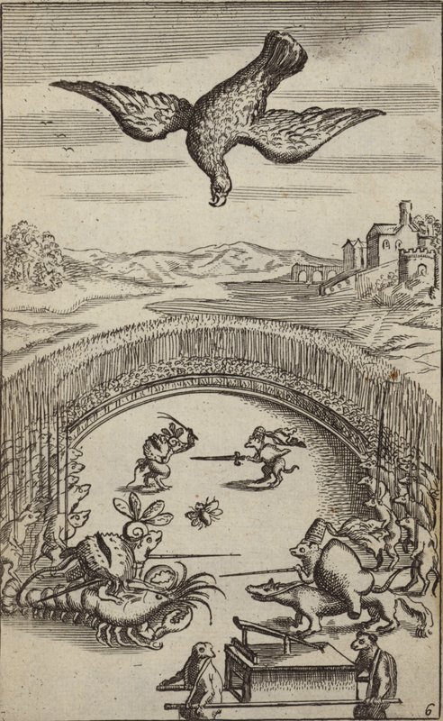 Illustrazione di un libro per bambini con animali e uccelli da French School