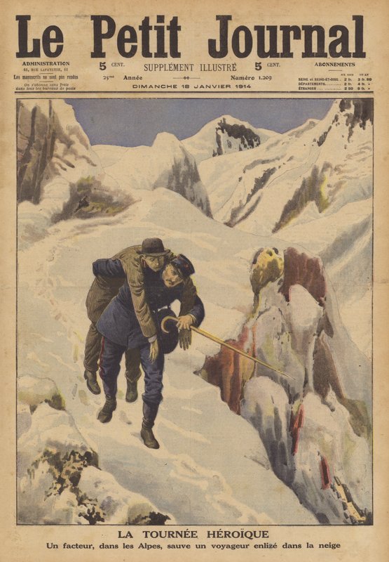 Un postino che salva un viaggiatore perso nella neve nelle Alpi da French School