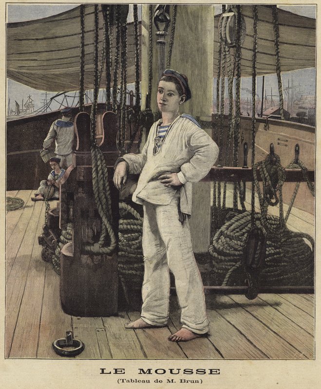 Un giovane marinaio sul ponte di una nave da French School