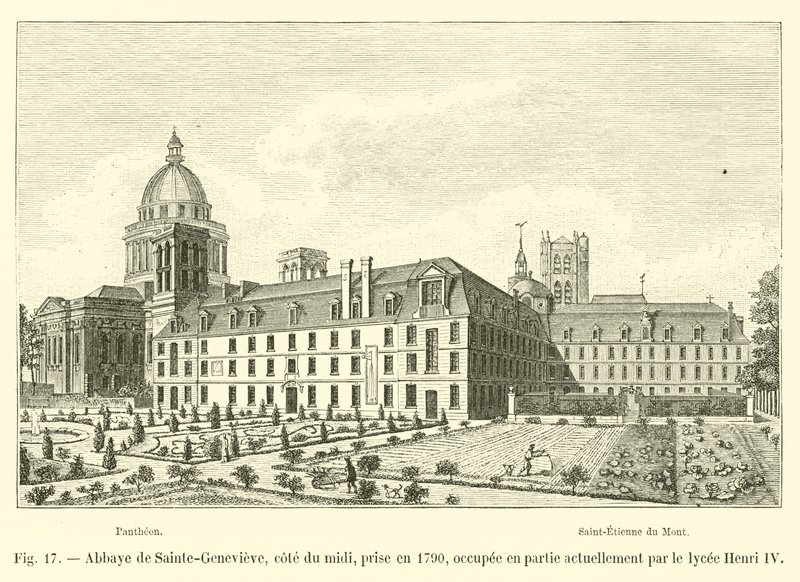 Abbazia di Sainte-Geneviève, lato sud, presa nel 1790, attualmente occupata in parte dal liceo Henri IV da French School