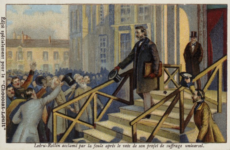 Alexandre Ledru-Rollin acclamato dalla folla dopo il voto sulla sua proposta di suffragio universale da French School