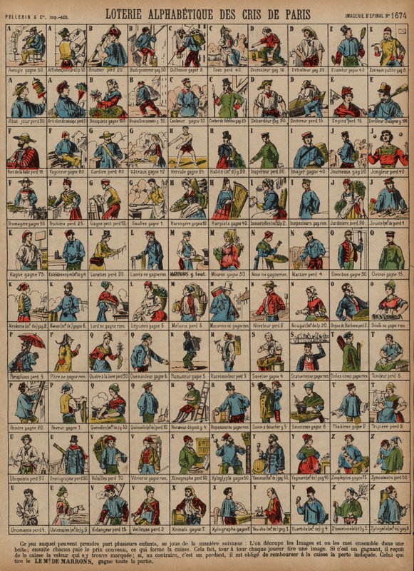 Lotteria alfabetica dei gridi di Parigi da French School