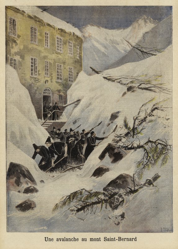 Una valanga al Passo del Gran San Bernardo, Svizzera, 1897 da French School