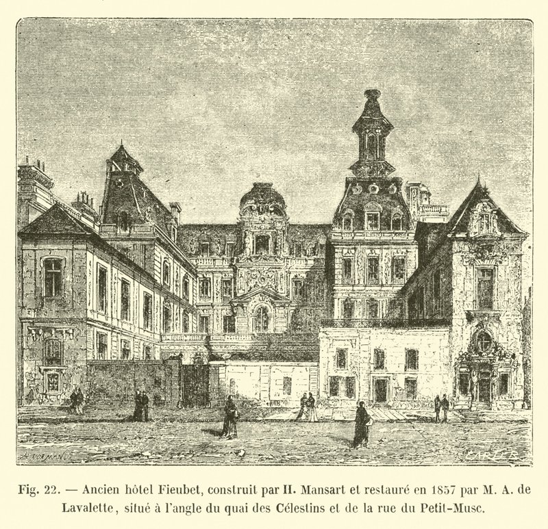 Antico hotel Fieubet, costruito da H Mansart e restaurato nel 1857 da M A de Lavalette, situato all
