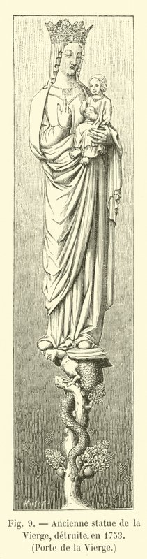 Antica statua della Vergine, distrutta nel 1753, Porta della Vergine da French School