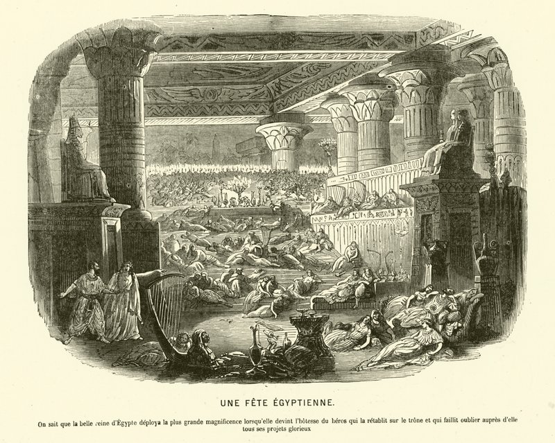 Festa egiziana antica durante il regno di Cleopatra VII da French School
