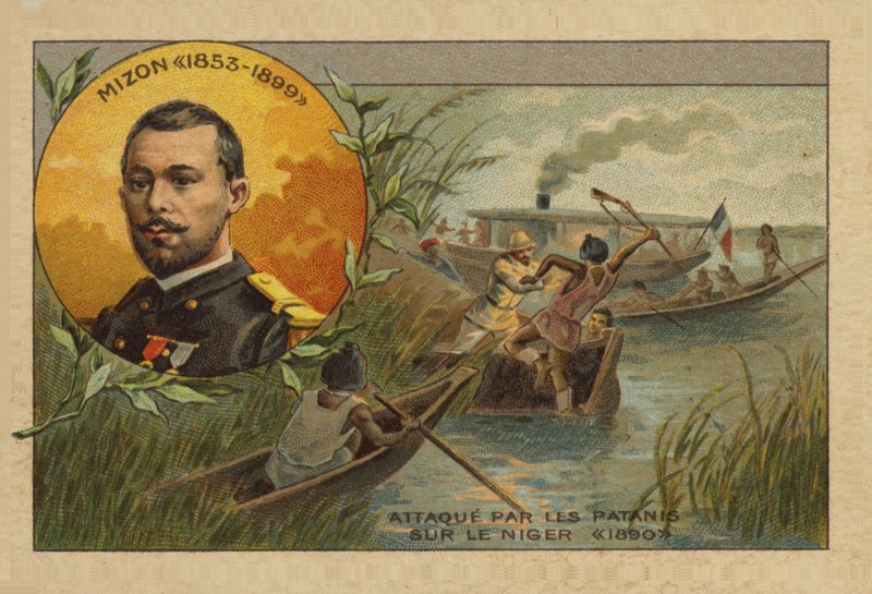 Antoine Mizon (1853-1899) attaccato sul fiume Niger nel 1890 da French School
