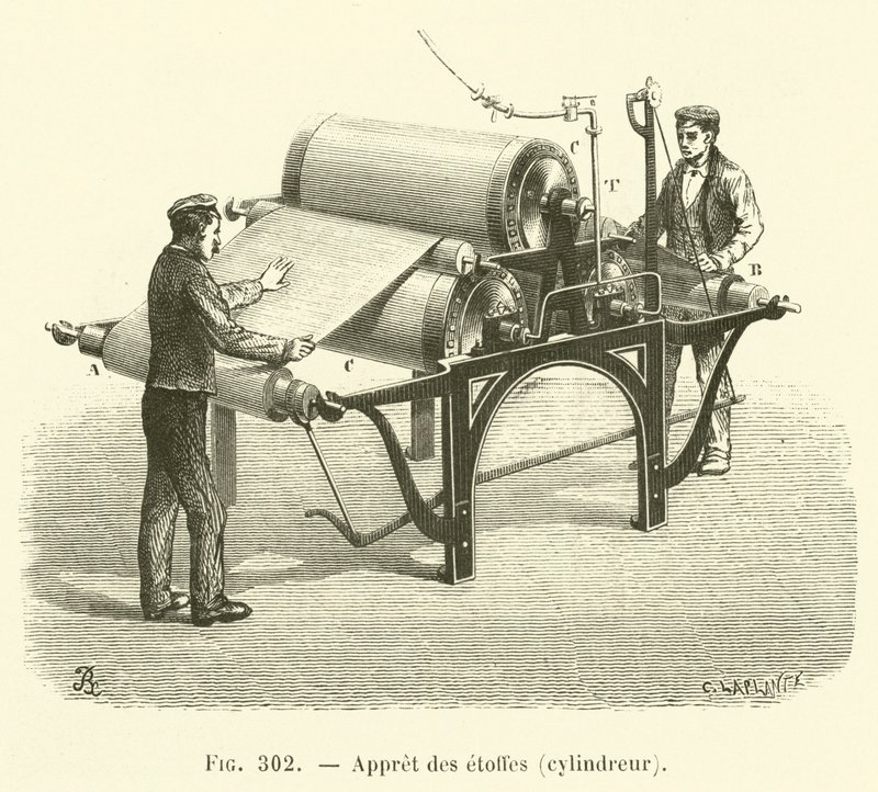 Preparazione dei tessuti, cilindratore da French School