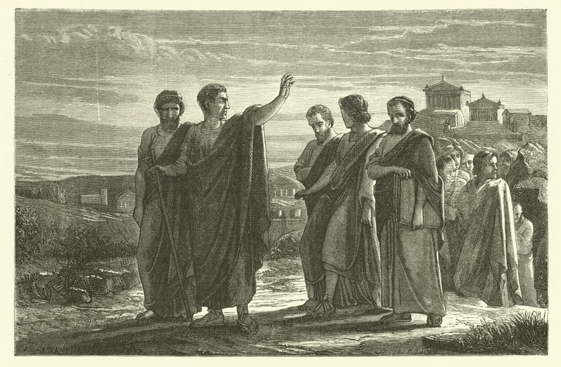 Aristotele esiliato da Atene con i suoi discepoli da French School