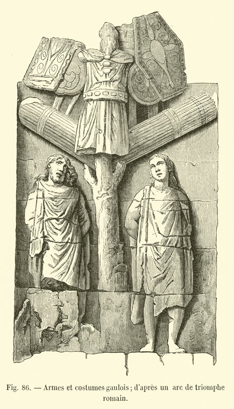 Armi e costumi gallici; secondo un arco di trionfo romano da French School