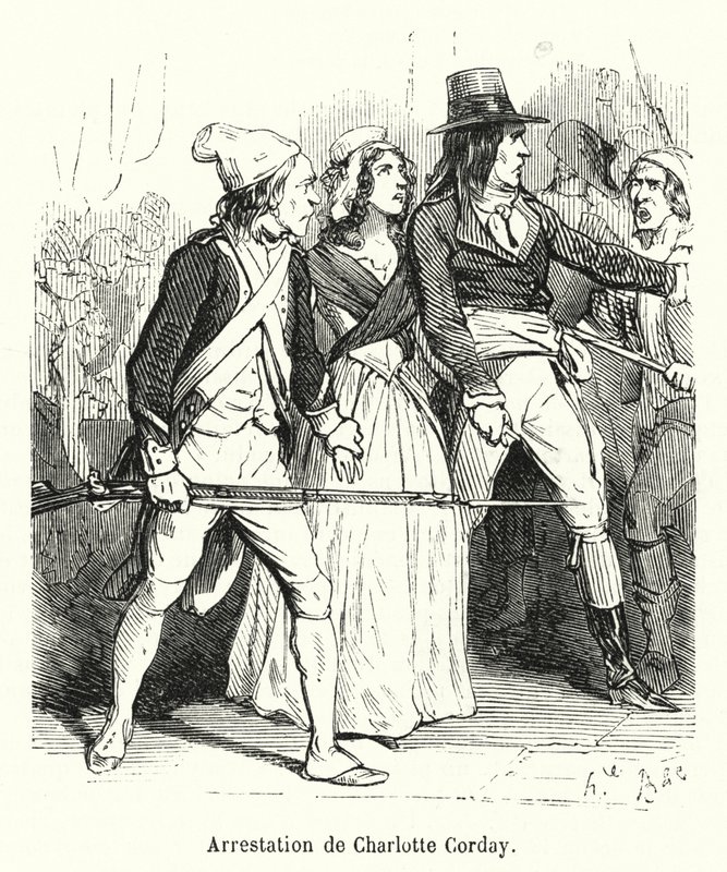 Arresto di Charlotte Corday da French School