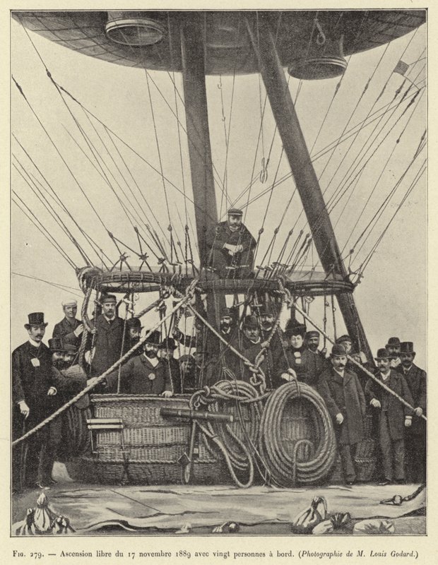Ascensione libera del 17 novembre 1889 con venti persone a bordo da French School