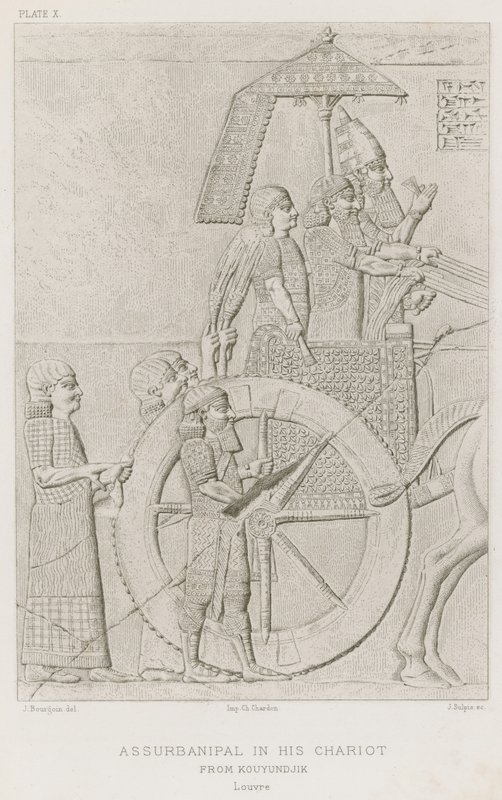 Assurbanipal nel suo carro, da Kouyundjik, Louvre da French School