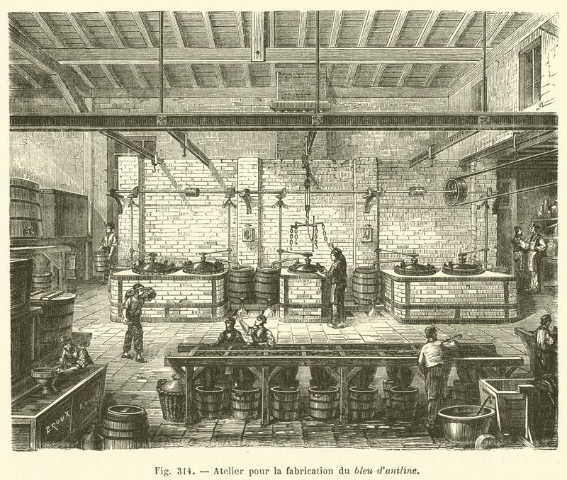 Officina per la fabbricazione del blu di anilina da French School