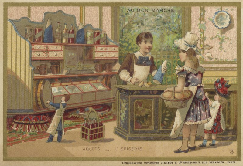 Carte Au Bon Marché con giochi per bambini da French School