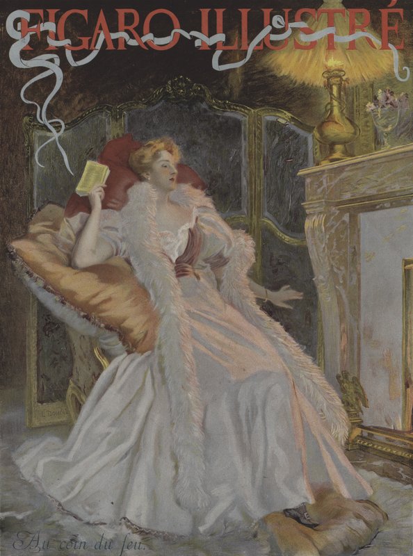 Au coin du feu (Accanto al fuoco). Copertina di Le Figaro Illustré, gennaio 1896 da French School