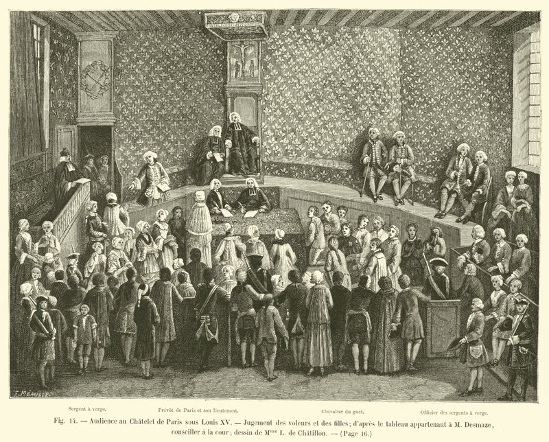 Udienza al Chatelet di Parigi sotto Luigi XV, Giudizio dei ladri e delle ragazze da French School
