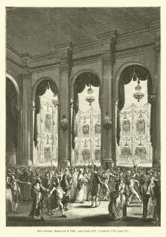 Ballo in costume, dato dalla città, sotto Luigi XVI, 23 gennaio 1782 da French School