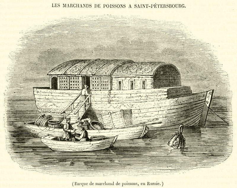 Barca del mercante di pesce, in Russia da French School