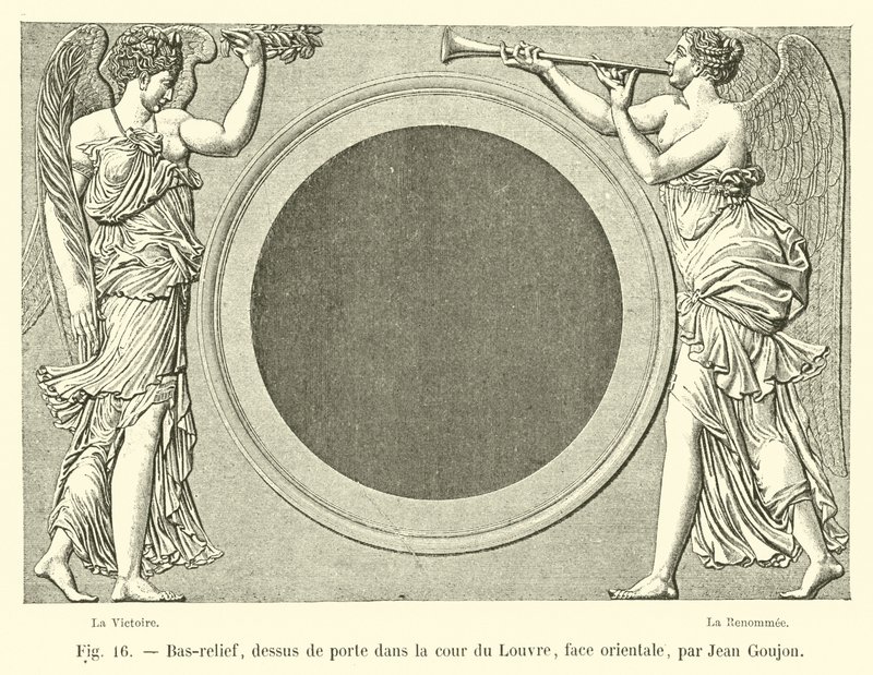 Bassorilievo, sopra la porta nel cortile del Louvre, facciata orientale, di Jean Goujon da French School