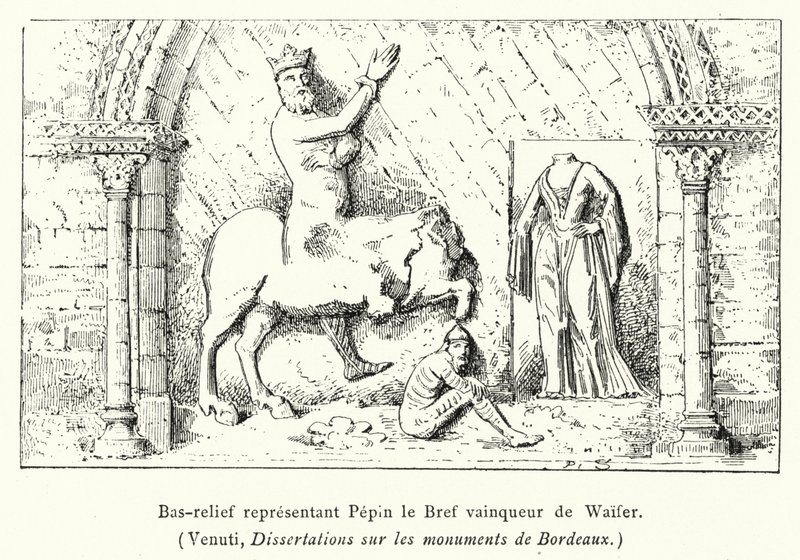 Bassorilievo rappresentante Pipino il Breve vincitore di Waifer (incisione) da French School