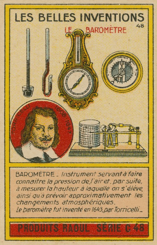 Carta delle belle invenzioni, barometri da French School