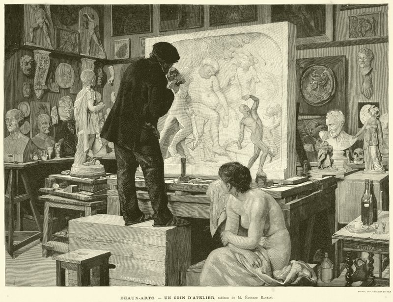 Belle Arti, Un Angolo di Atelier, quadro di M Edouard Dantan da French School