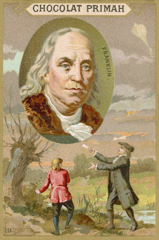 Benjamin Franklin, scienziato, inventore e politico americano da French School