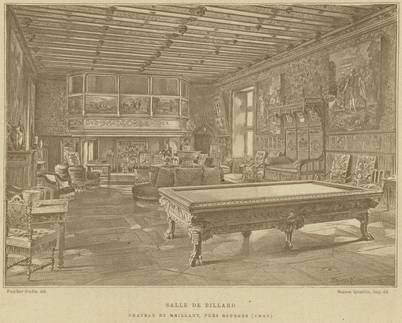 Sala da biliardo, Castello di Meillant, vicino a Bourges, Francia da French School