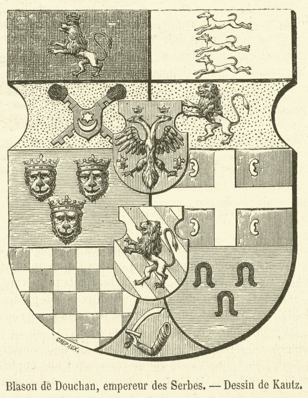 Stemma di Douchan, imperatore dei Serbi da French School