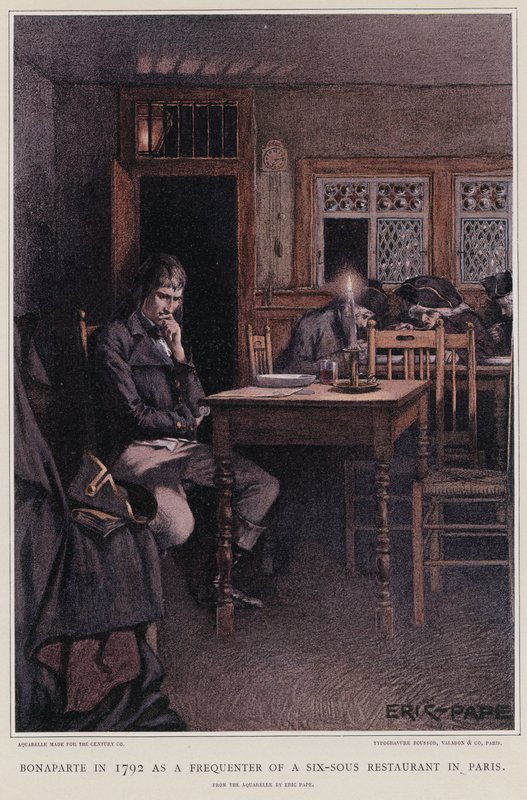 Bonaparte nel 1792 come frequentatore di un ristorante a sei sous a Parigi da French School
