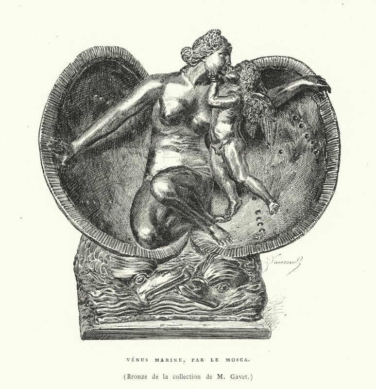 Bronzo che raffigura la nascita di Venere, di Le Mosca (incisione) da French School