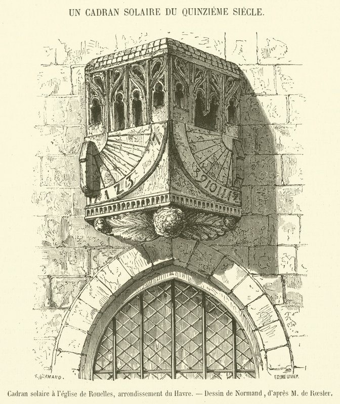 Meridiana alla chiesa di Rouelles, arrondissement di Le Havre da French School
