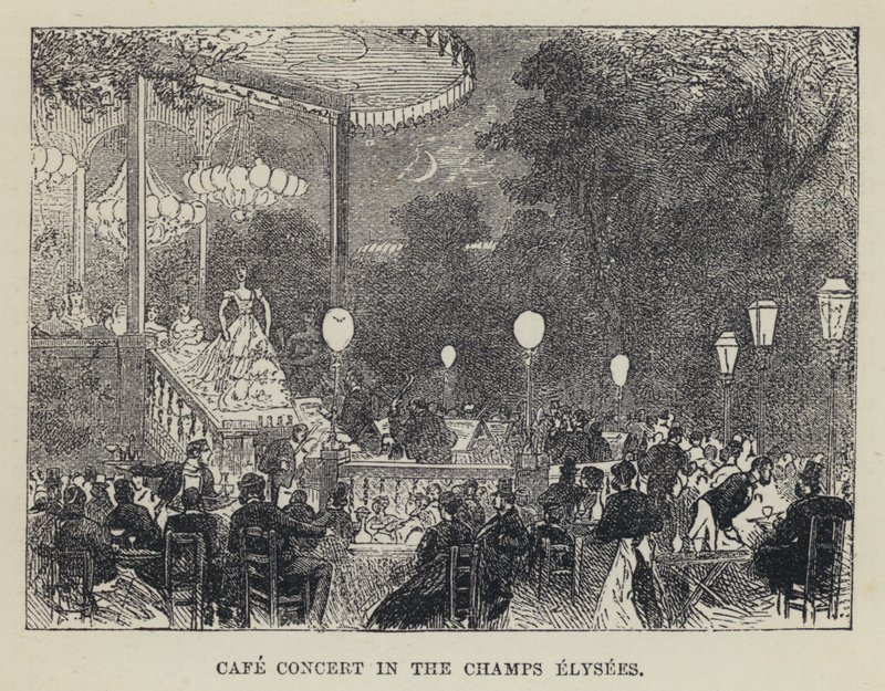Café Concerto agli Champs Élysées (incisione) da French School