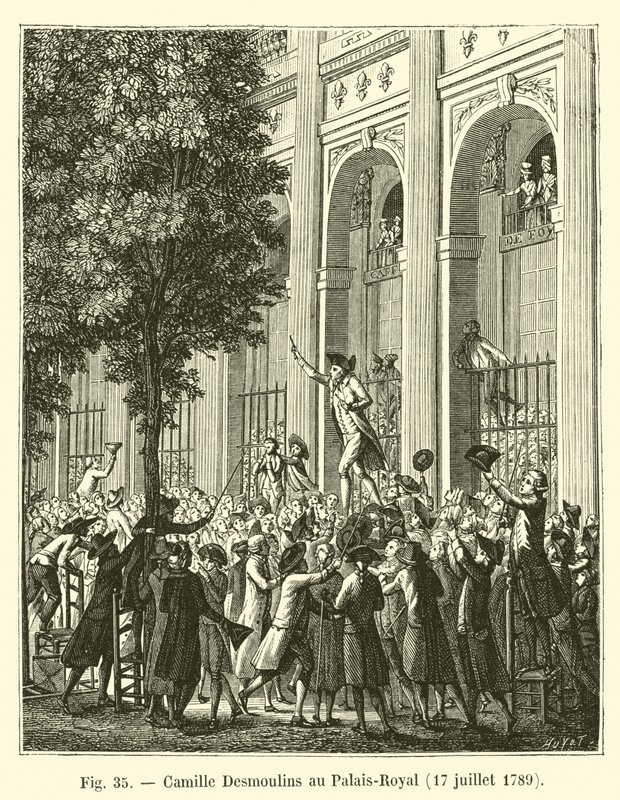 Camille Desmoulins al Palais-Royal, 17 luglio 1789 da French School