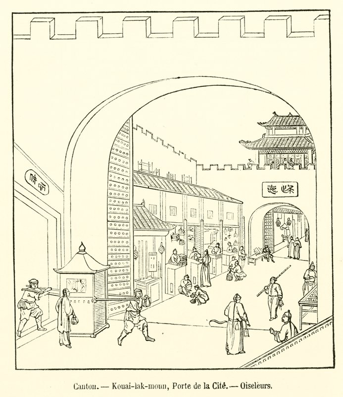 Canton, Kouai-lak-moun, Porta della città, uccellatori da French School