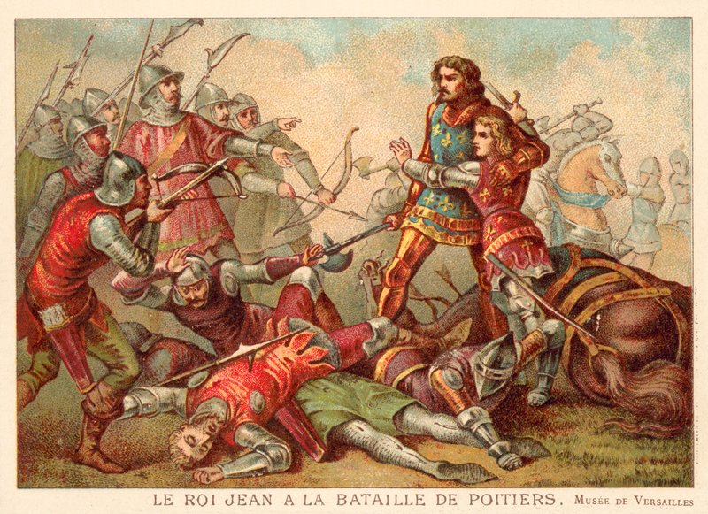 Cattura di Giovanni II di Francia alla Battaglia di Poitiers da French School