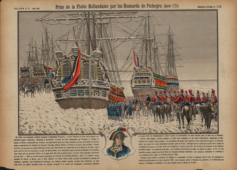 Cattura della flotta olandese sullo Ijsselmeer ghiacciato da parte degli ussari francesi comandati dal generale Pichegru, gennaio 1795 da French School
