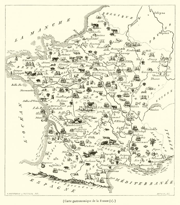 Carta gastronomica della Francia da French School