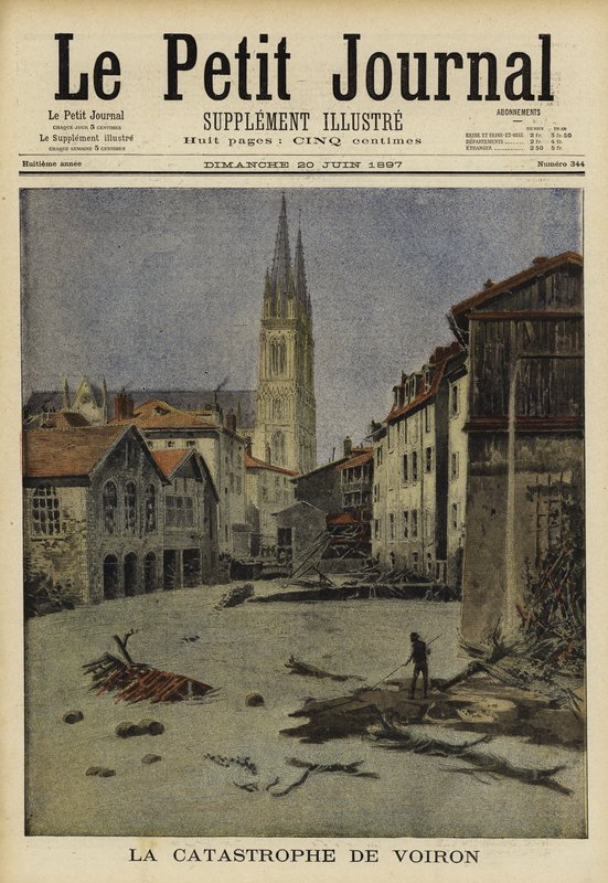 Inondazioni catastrofiche a Voiron, Francia, 1897 da French School