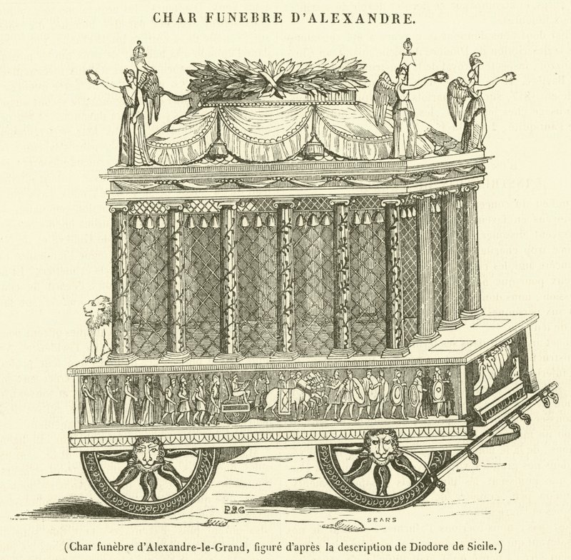 Carro funebre di Alessandro Magno (incisione) da French School