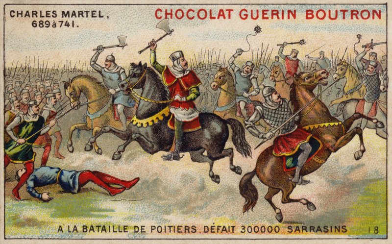 Carlo Martello sconfigge un esercito di 300.000 Saraceni alla Battaglia di Poitiers, 732 da French School