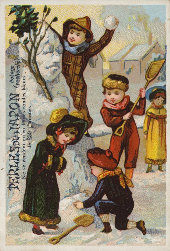 Bambini che costruiscono un pupazzo di neve, Perles Du Japon da French School