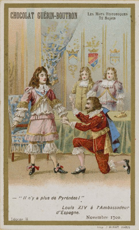 Carta commerciale Chocolat Guerin-Boutron, serie Parole Storiche da French School