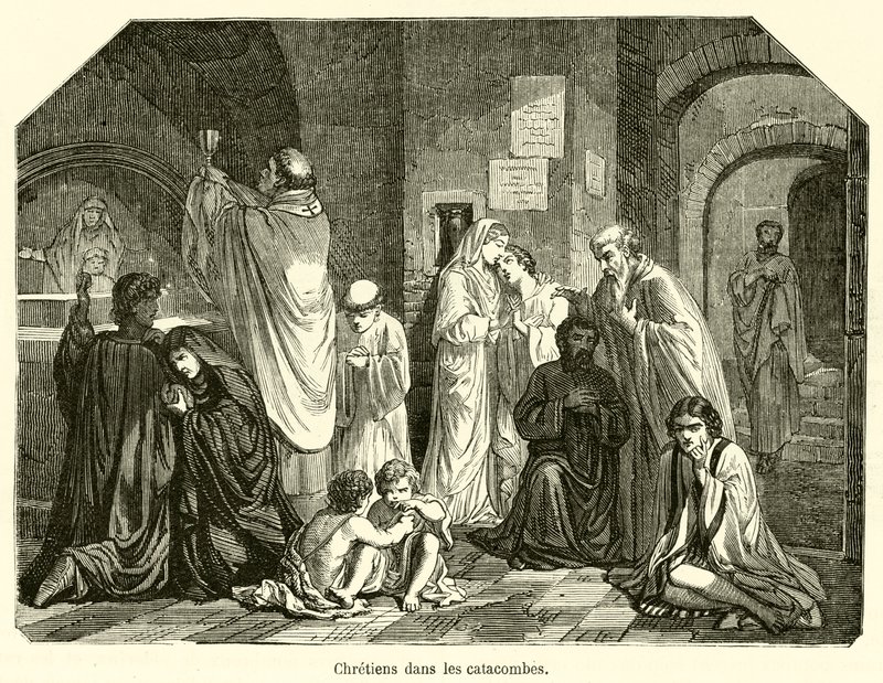 Cristiani nelle catacombe da French School
