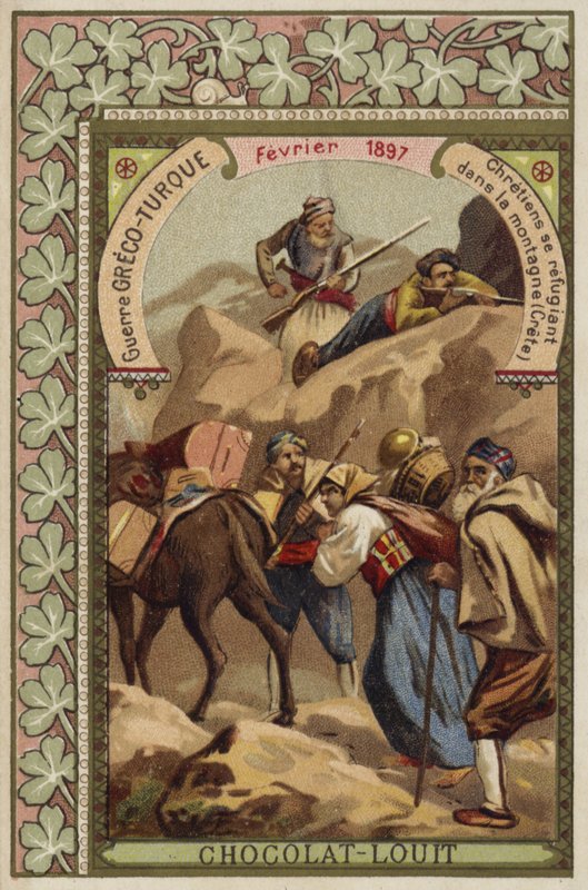 Cristiani che si rifugiano nelle montagne di Creta, Guerra greco-turca, febbraio 1897 da French School
